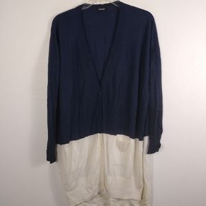 Max&co color block button down tunic cardigan sweater